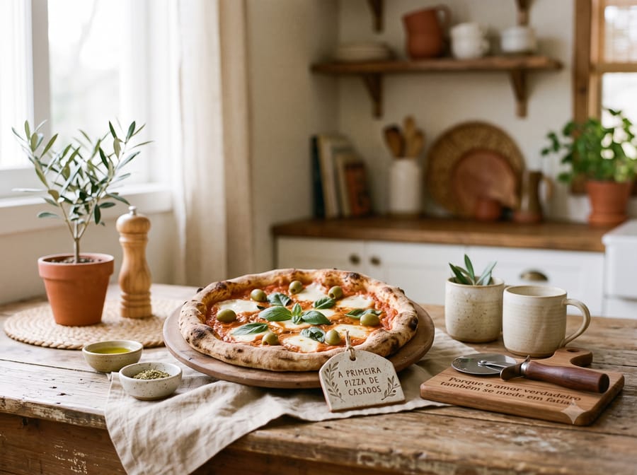 A primeira pizza de casados